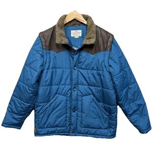 Cody James Junior's Belmont Western Puffer Jacket Size XL Blue Brown Yoke Snaps